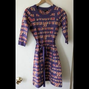 Betsey Johnson New York Bow Tie Wool Sweater Dress